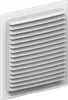 A white ventilation grille with horizontal slats, mounted on a white square frame. Produktbild-Vorschau