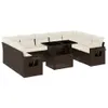 vidaXL 10-tlg. Garten-Sofagarnitur mit Kissen Braun Poly Produktbild-Vorschau 1