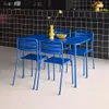 sweeek - Gartentisch + 4 Stühle aus Stahl - Elektroblau Produktbild-Vorschau 4