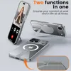 A collage of images showing an iPhone case with a kickstand and MagSafe compatibility. Podgląd zdjęcia produktu