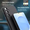 Close-up of a black phone case, highlighting its raised edges around the camera and screen. Produktbild-Vorschau