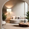 Lampadaire Lunaris, abat-jour en tissu, trépied - marron Voir les images du produit 3