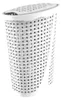A white laundry basket with a woven texture and a lid. Anteprima dell’immagine prodotto