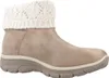 A single taupe boot with a cream knitted cuff is shown against a white background. Voir les images du produit