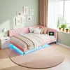 Lit 140x200 cm en tissu doudou rose avec éclairage LED Voir les images du produit 10