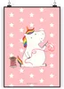 Mr. & Mrs. Panda Bild Einhorn Näherin DIN A4 - Rot Pastell Produktbild-Vorschau 1