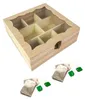 Teebox aus Holz mit 8 Fächern, 20x20x7 cm, Echtglasdeckel Produktbild-Vorschau 1