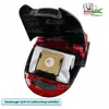 A red vacuum cleaner with its lid open, showing a dust bag inside. The product is photographed from a top-down angle. Produktbild-Vorschau