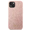 A pink glitter phone case with a gold Guess logo. Podgląd zdjęcia produktu