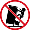 A safety warning symbol showing a child climbing on a piece of furniture. Anteprima dell’immagine prodotto