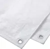 A close-up view of a white tarp with grommets. Produktbild-Vorschau
