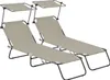 Two taupe-colored lounge chairs with sunshades are shown against a white background. Produktbild-Vorschau