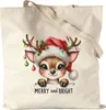 Merry and Bright Lustiges Rentiermotiv Jutebeutel Produktbild-Vorschau 1