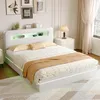 A bedroom scene featuring a white bed with LED lighting. Produktbild-Vorschau