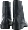 A pair of black leather boots shown from the back. Voir les images du produit