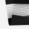 A close-up view of a black and white fabric with horizontal stripes and a mesh-like texture, folded to show its layers. Produktbild-Vorschau