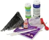 A collection of items for a science experiment kit, including bottles of solution and glue, a net, a dropper, and instructions. Náhled obrázku produktu