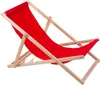 A red fabric deck chair with a wooden frame, shown against a white background. Produktbild-Vorschau