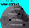 A close-up marketing image of a gray beanbag chair, highlighting its features with text overlays and icons. Anteprima dell’immagine prodotto
