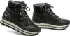 A pair of black women's high-top sneakers with a platform sole and leopard print accents. Anteprima dell’immagine prodotto