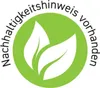 A green circle with two white leaves inside, surrounded by text in German. Voir les images du produit