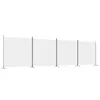 A white fabric room divider with black metal poles and stands, presented on a white background. Náhled obrázku produktu