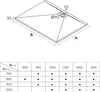 A technical drawing of a shower tray with a table showing dimensions. Anteprima dell’immagine prodotto