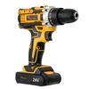 A cordless drill with a battery pack attached, shown against a white background. Produktbild-Vorschau