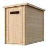 A wooden garden shed is shown against a white background. Produktbild-Vorschau