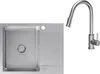 VBChome Edelstahlspüle mit Armatur 60 x 48 cm Gebürsteter Produktbild-Vorschau 1