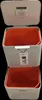 A stacked recycling bin unit with orange inner bins and a gray outer casing. Podgląd zdjęcia produktu