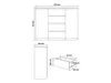 Technical drawings of a TV cabinet with dimensions. Produktbild-Vorschau