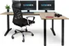 A gaming desk setup with two monitors, a chair, and accessories. Produktbild-Vorschau