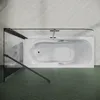 A top-down view of a bathtub with a glass shower screen. Podgląd zdjęcia produktu