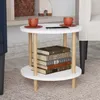 Stolik boczny 'Ves' z dolną półką 49 x Ø42 cm Biały Podgląd zdjęcia produktu 1
