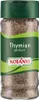 A glass jar of dried thyme with a green label. Produktbild-Vorschau
