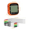 A smart thermometer and its probes are displayed with dimensions indicated. Náhled obrázku produktu