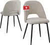 Two beige chairs with black legs are shown against a white background. One chair is viewed from the side, and the other is viewed from the front. Náhled obrázku produktu