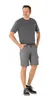 A man wearing a gray t-shirt and gray shorts, standing against a white background. Produktbild-Vorschau