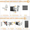 Instructions for mounting blinds with and without drilling. Voir les images du produit