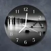 Glasuhr Wanduhr Küchenuhr Echt-Glas 30fi cm Meer schwarz Produktbild-Vorschau 2