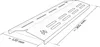 A line drawing of a metal grill part with dimensions indicated. Produktbild-Vorschau