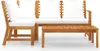 A wooden garden lounge set with white cushions and a coffee table. Produktbild-Vorschau