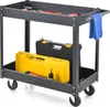 A dark gray two-tier rolling tool cart filled with various tools and toolboxes, set against a white background. Podgląd zdjęcia produktu