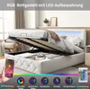Letto imbottito Fortuna Lai 140x200 cm, LED, idraulico, Anteprima dell’immagine prodotto 5