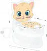 A white and beige cat-themed potty training seat with dimensions indicated by lines and numbers. Produktbild-Vorschau