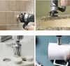 Collage of four images showing diamond hole saw bits being used to cut holes in various materials like tile, granite, concrete, and ceramic. Anteprima dell’immagine prodotto