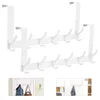 A set of white over-the-door hook racks are displayed against a white background. Smaller inset images show the hook racks in use on a door and hanging a towel. Produktbild-Vorschau