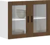 Hochwertig Küchen-Hängeschrank mit Glastür Porto Braun Produktbild-Vorschau 1