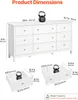 Product dimensions and weight capacity illustration for a dresser. Voir les images du produit